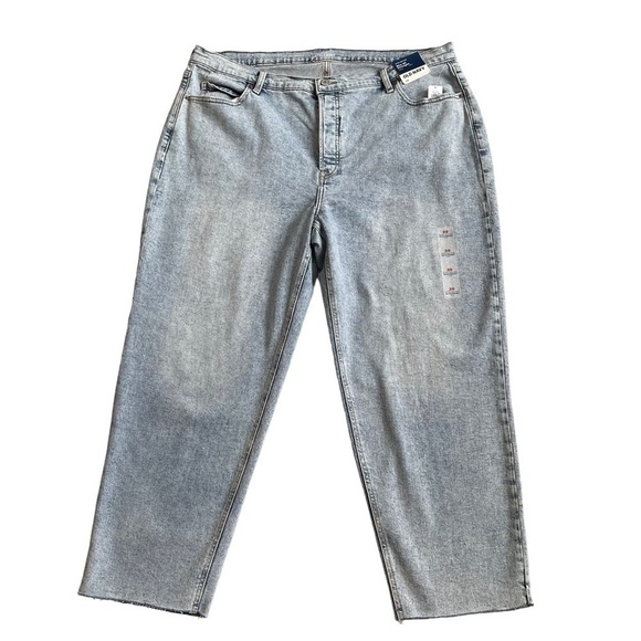 Old Navy Womens Extra High-Waisted Button-Fly Straight Raw-Hem Jeans Plus Sz 20 - Picture 3 of 10